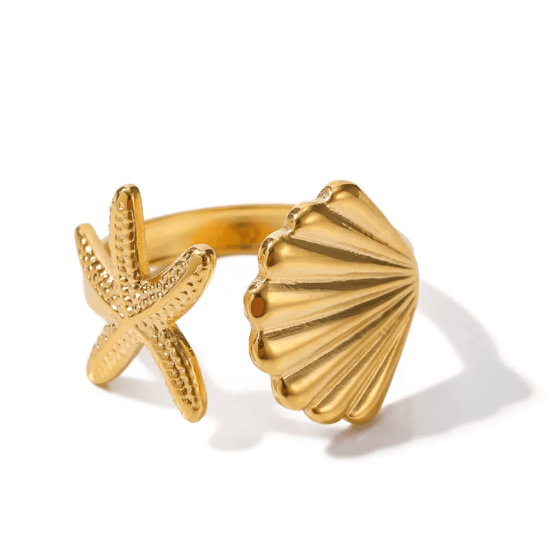 Shell 18k Gold Plated  Stainless steel Ring