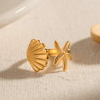 Shell 18k Gold Plated  Stainless steel Ring