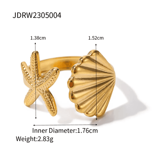 Shell 18k Gold Plated  Stainless steel Ring