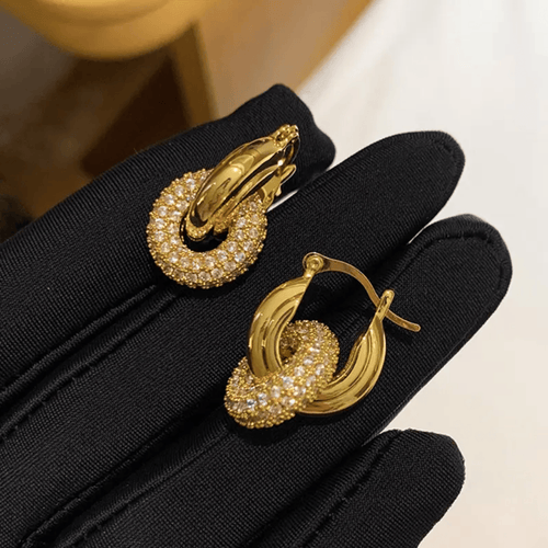 Shoperly ES-217-18k Gold Plated Stainless Steel Tarnish Free Waterproof Female Earrings