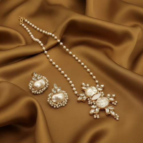 Shyama Real Pearl Set - Elegant Handcrafted Jewelry