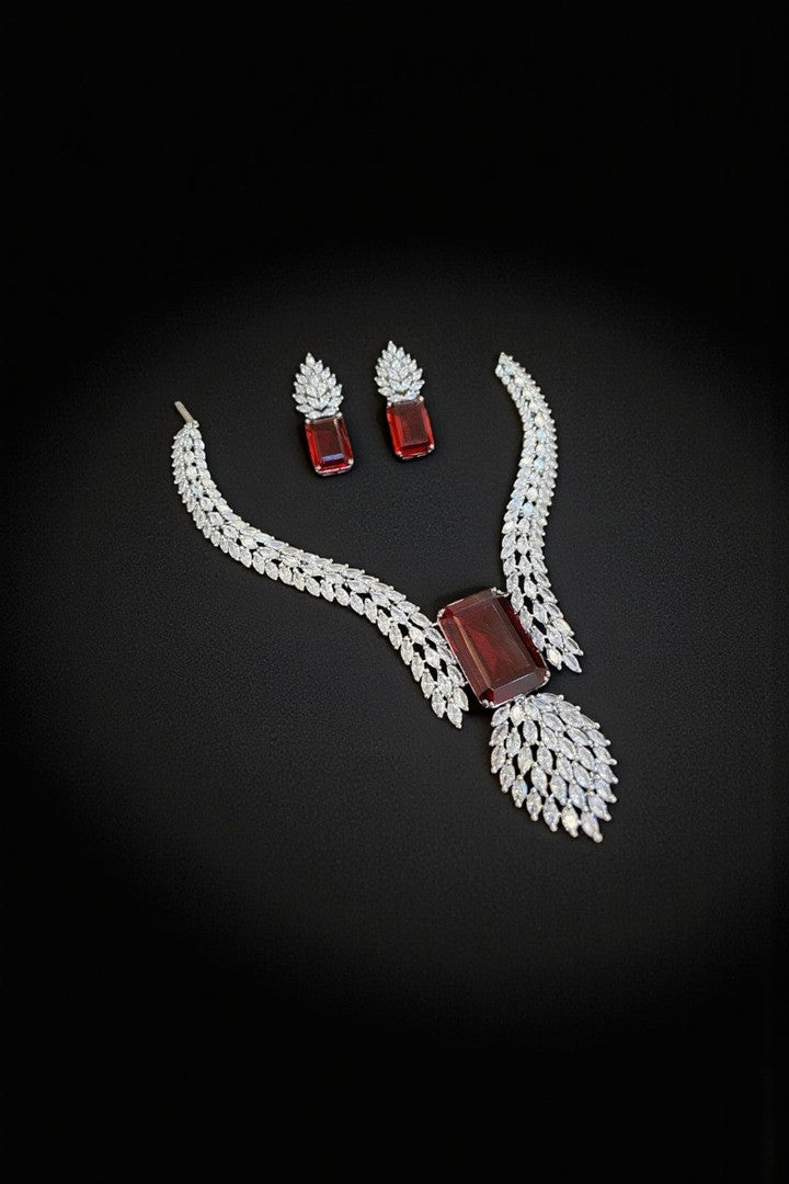 Sonita ruby cz designer necklace set