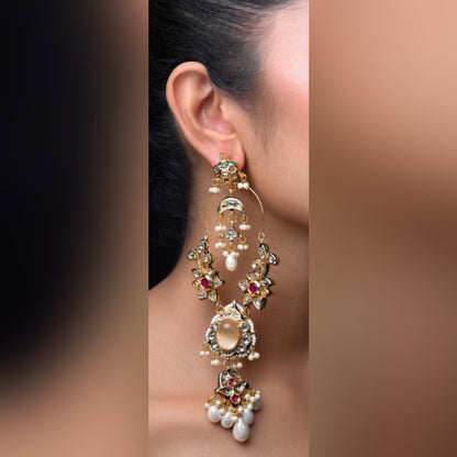 Aarna long jhumka polki earrings