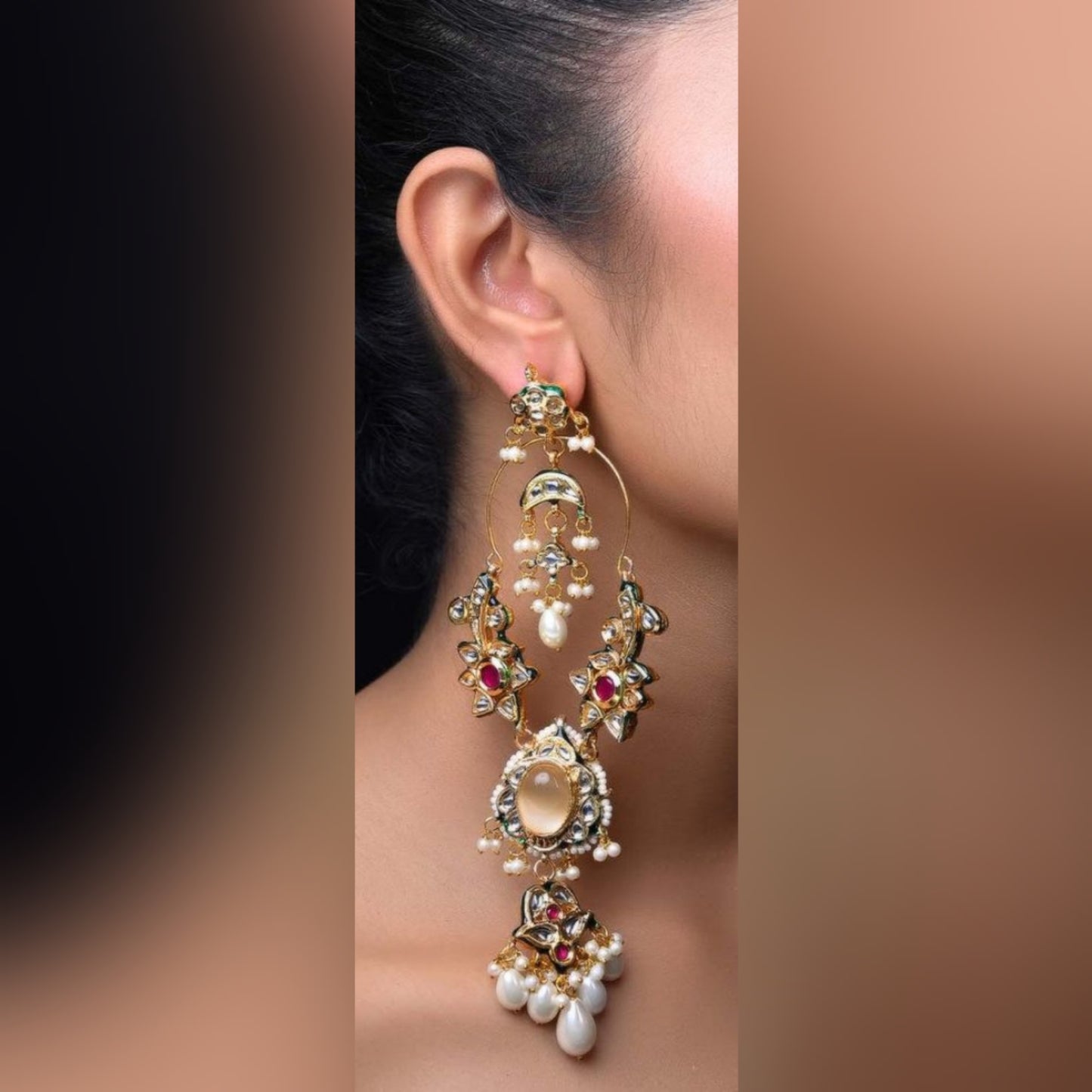 Aarna long polki jhumka earrings