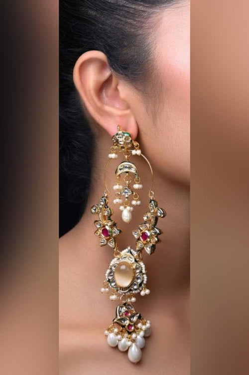 Aarna long polki jhumka earrings