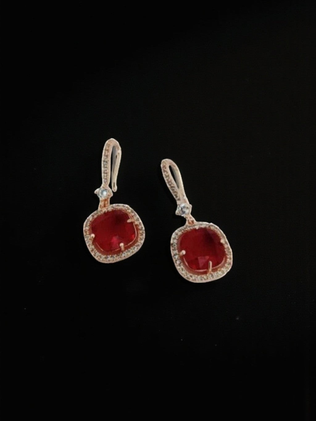 Square Rose Gold Hook Back Earrings