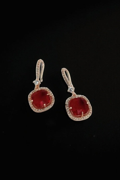 Square Rose Gold Hook Back Earrings