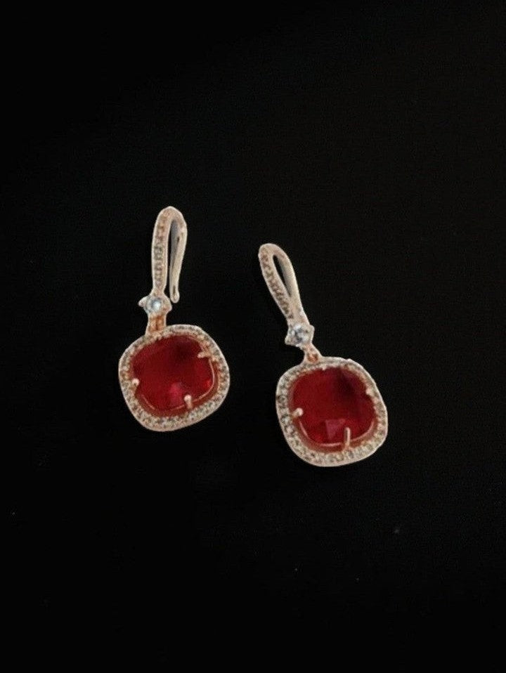 Square Rose Gold Hook Back Earrings