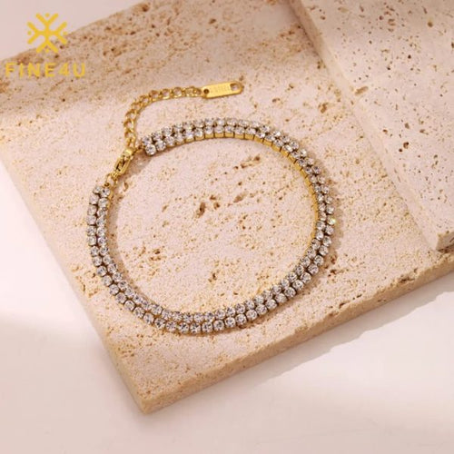 Tennis bracelet-GOLD – 18k Gold Plated Stainless Steel Tarnish Free Waterproof Female Jewellery