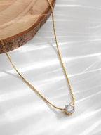 Timeless Solitaire Sparkle Necklace 18k Gold Plated Stainless Steel Tarnish Free Waterproof Jewellery female