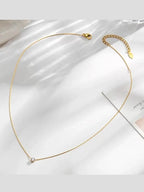 Timeless Solitaire Sparkle Necklace 18k Gold Plated Stainless Steel Tarnish Free Waterproof Jewellery female