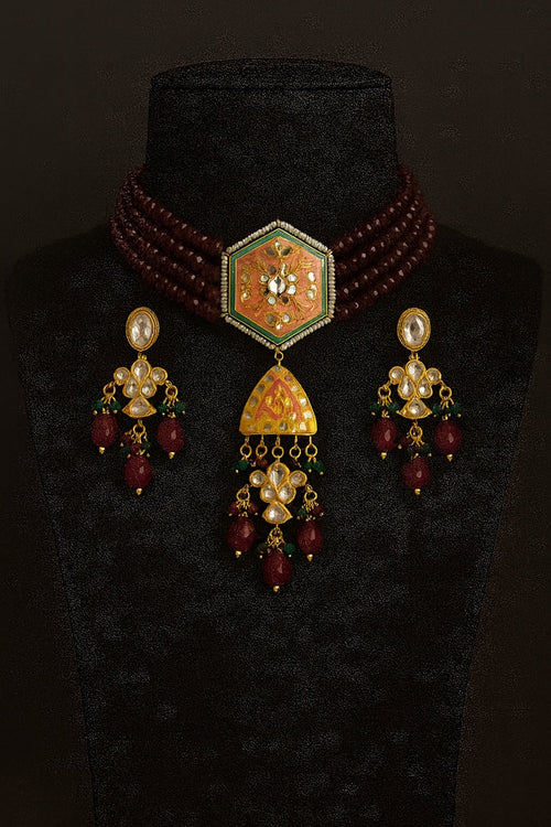 Vama kundan meenakari set