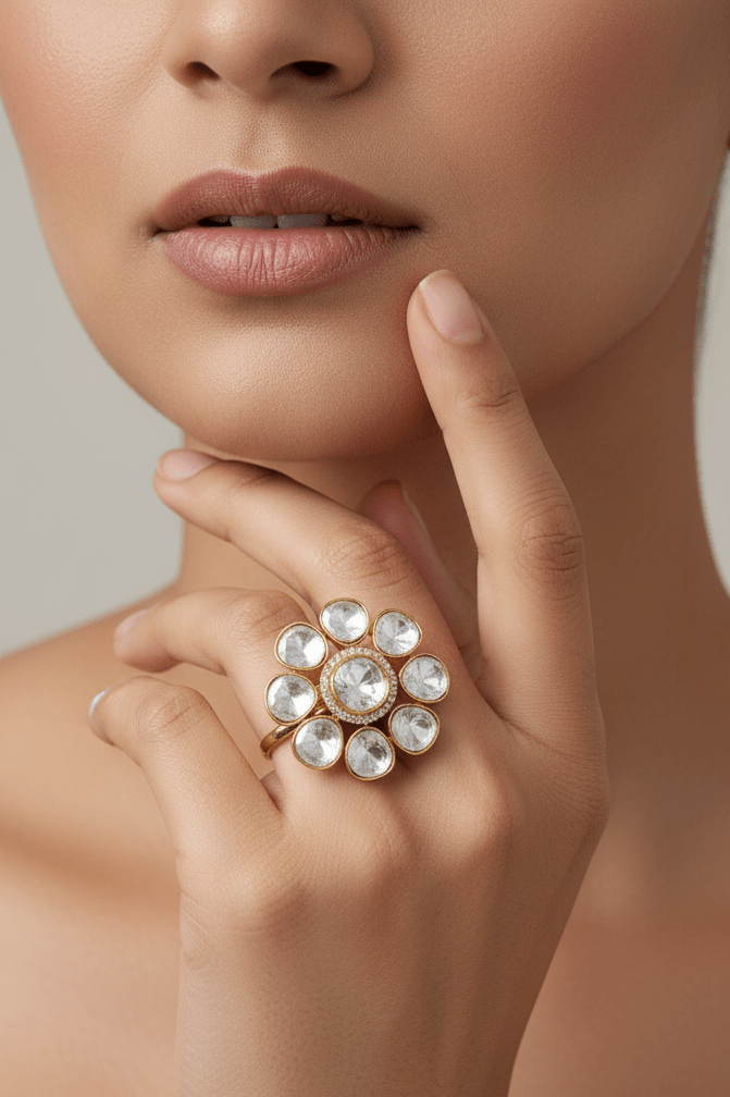 Vipula Polki Kundan Ring