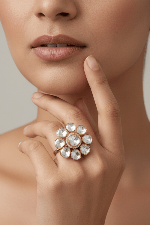 Vipula Polki Kundan Ring