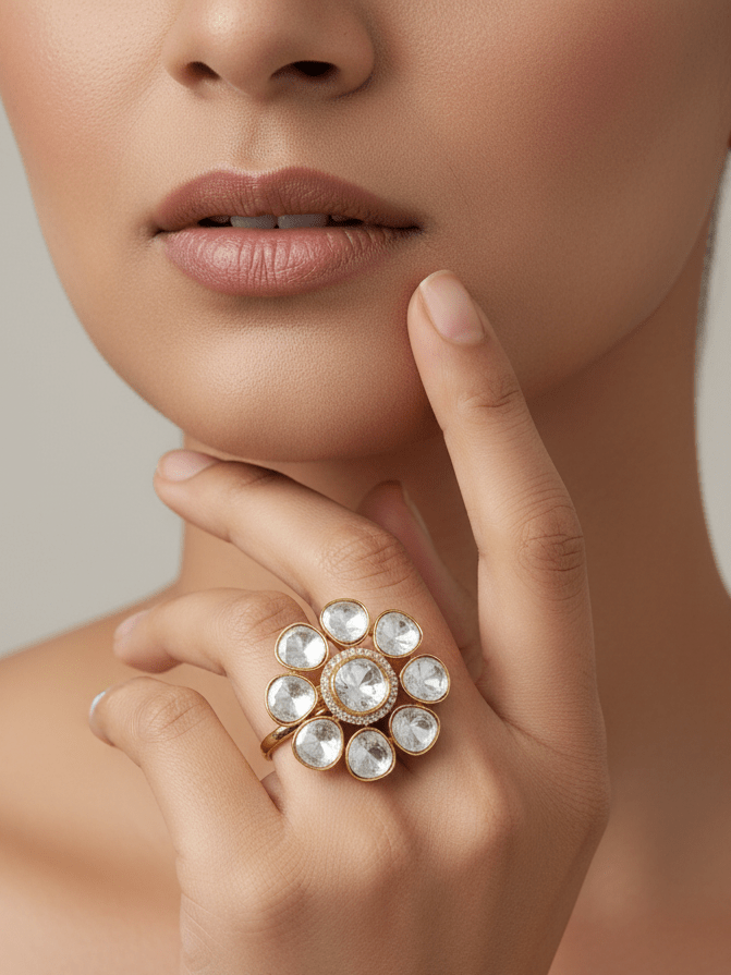 Vipula Polki Kundan Ring