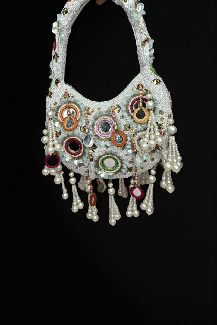 White pearl mirror bag