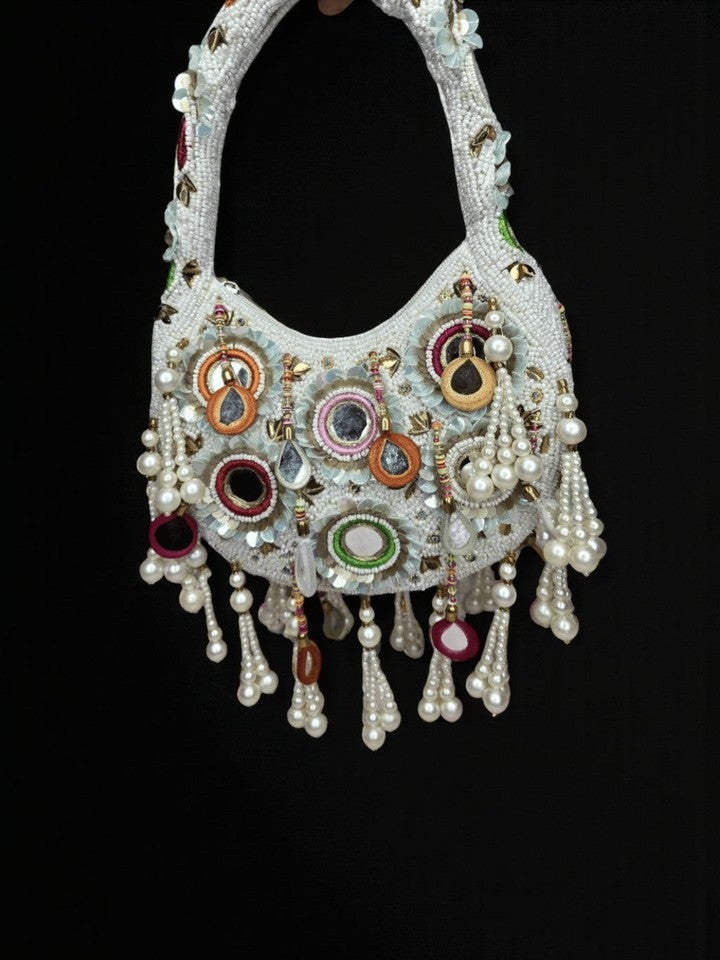 White pearl mirror bag