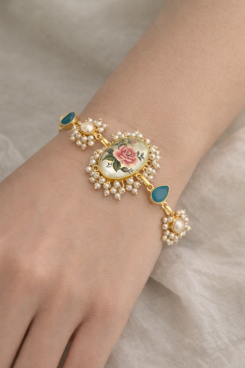 Zovie Real Pearl Bracelet - Elegant Brass & Golden Plating