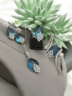 Aganya kreation Arya Silver Combo - Elegant Jewelry Set for Every Occasion Aqua blue