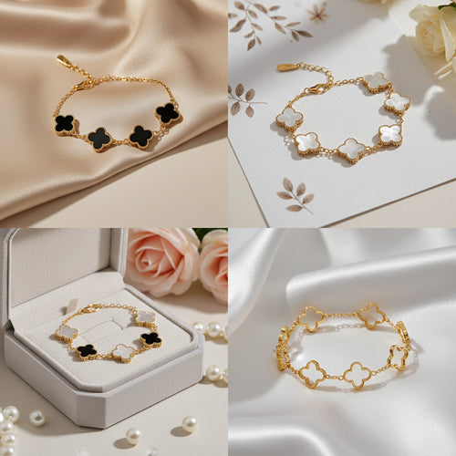 B-57(BLACK/WHITE GOLD, BLACK AND WHITE AVAILABLE) 18k Gold Plated Stainless Steel Tarnish Free Waterproof Female Jewellery
