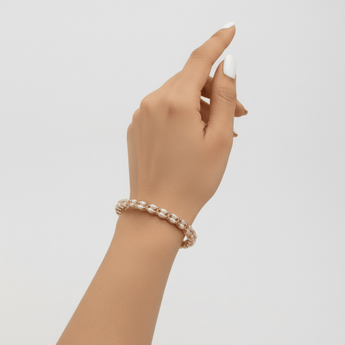 Aganya kreation Bangles Aamani Real Pearl Bangles - Elegant Brass & Gold Finish