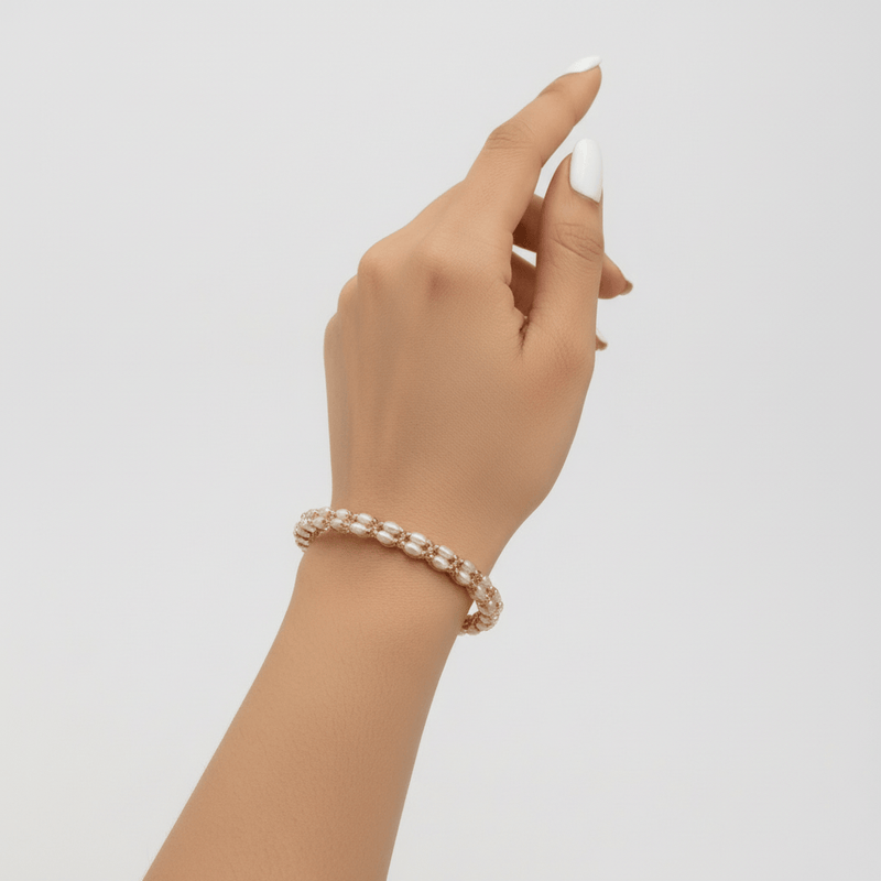 Aganya kreation Bangles Aamani Real Pearl Bangles - Elegant Brass & Gold Finish