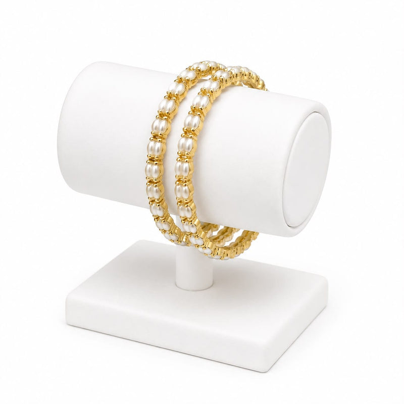 Aganya kreation Bangles Aamani Real Pearl Bangles — Refined Everyday Luxury in 22k Gold-Plated Brass