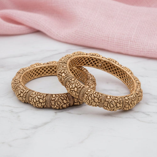 Aganya kreation Bangles Aarambh Antique Gold Statement Kada