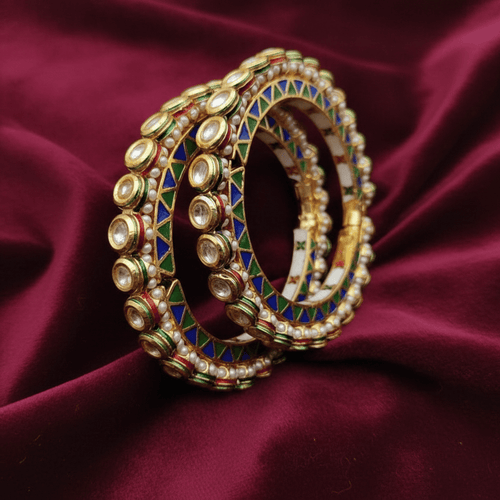 Aganya kreation Bangles Aarushi Rajwadi Jadau Kundan Pacheli Bangles - Exquisite Design
