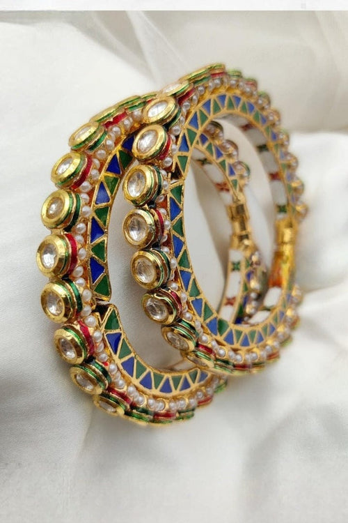 Aganya kreation Bangles Aarushi Rajwadi Jadau Kundan Pacheli Bangles - Exquisite Design