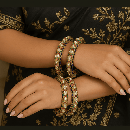 Aganya kreation Bangles Aarushi Rajwadi Jadau Kundan Pacheli Bangles - Exquisite Design 2.4