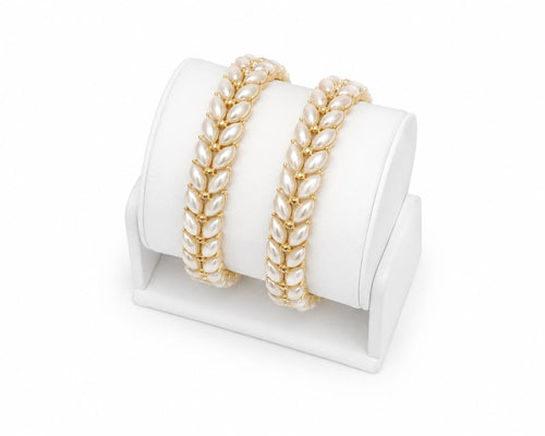 Aganya kreation Bangles Aashrita Real Pearl Bangles — 22k Gold Plated with Genuine Freshwater Pearls