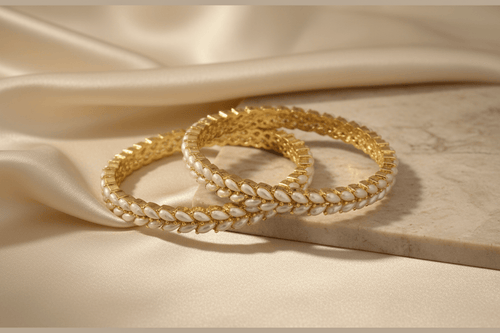 Aganya kreation Bangles Aashrita Real Pearl Bangles - Elegant Brass Jewelry