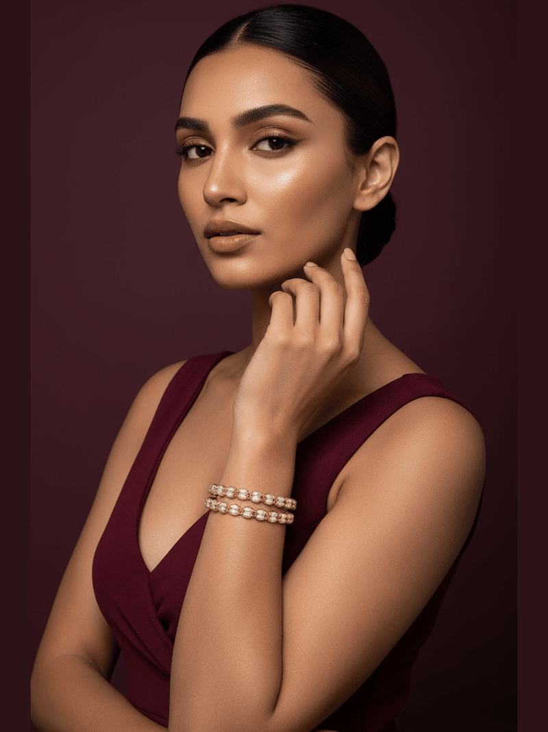 Aganya kreation Bangles Aashrita Real Pearl Bangles - Elegant Brass Jewelry