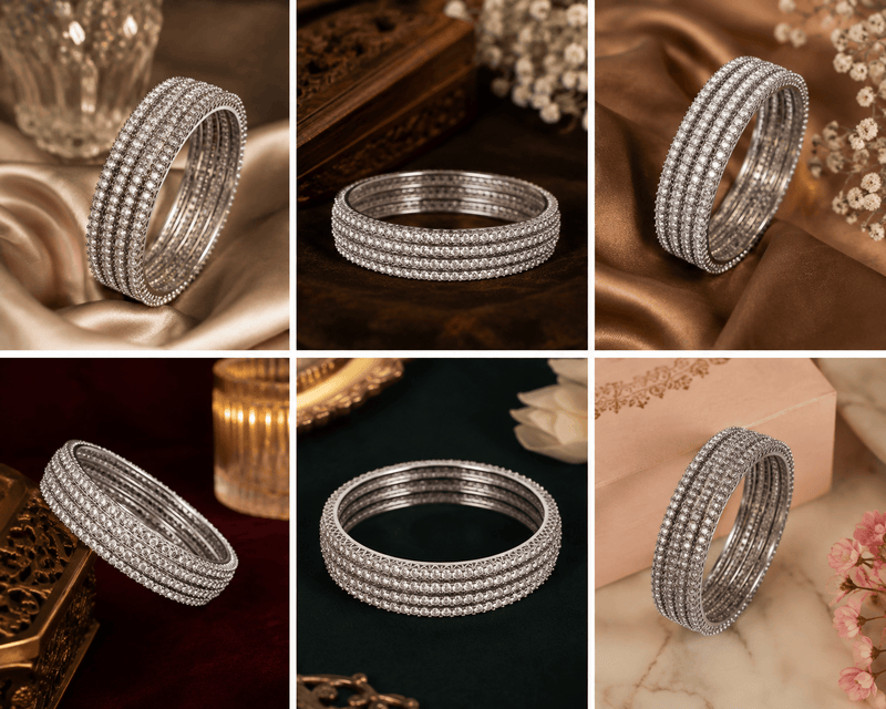 Aganya kreation Bangles Begonia CZ Designer Bangles - Elegant Gold Plated Set