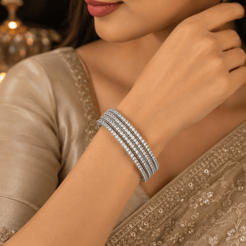 Aganya kreation Bangles Begonia CZ Designer Bangles - Elegant Gold Plated Set