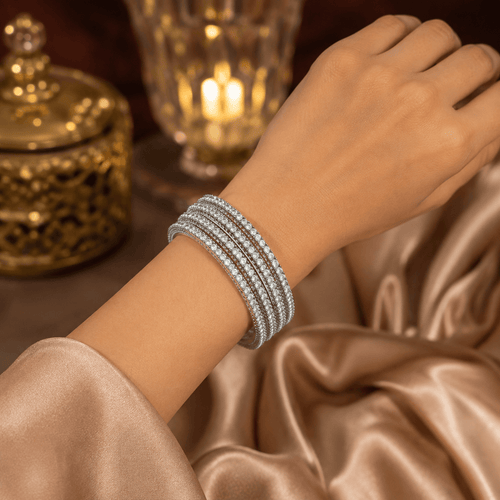 Aganya kreation Bangles Begonia CZ Designer Bangles - Elegant Gold Plated Set