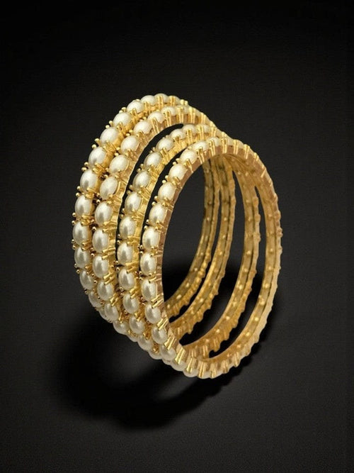 Aganya kreation Bangles Chandini Real Pearl Bangles - Elegant Brass Jewelry