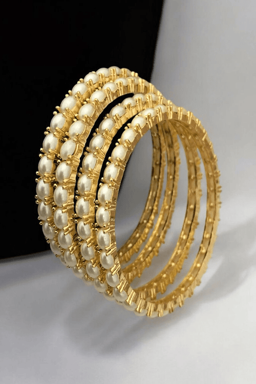 Aganya kreation Bangles Chandini Real Pearl Bangles - Elegant Brass Jewelry