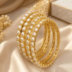 Aganya kreation Bangles Chandini Real Pearl Bangles - Elegant Brass Jewelry