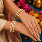 Aganya kreation Bangles Chandini Real Pearl Bangles - Elegant Brass Jewelry