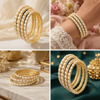 Aganya kreation Bangles Chandini Real Pearl Bangles - Elegant Brass Jewelry