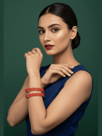 Aganya kreation Bangles Dhakshika Bangles - Elegant Brass with Real Coral Beads