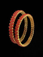 Aganya kreation Bangles Dhakshika Bangles - Elegant Brass with Real Coral Beads 2.4