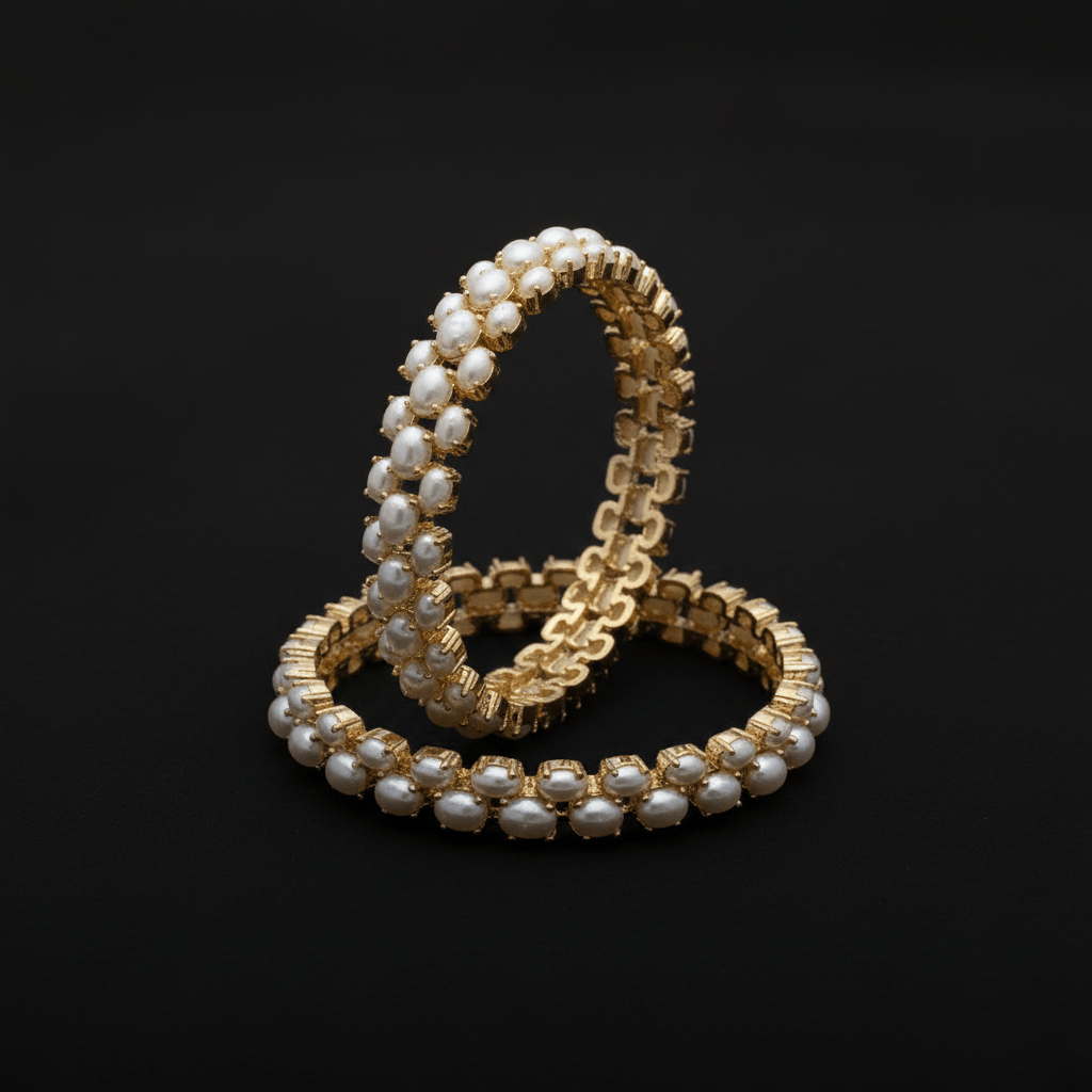 Aganya kreation Bangles Elegant Svadhiti Real Pearl Bangles - Unique Handcrafted Design