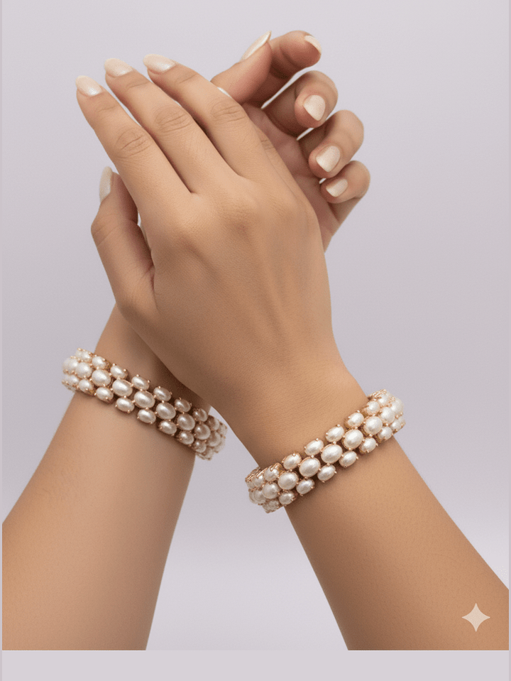 Aganya kreation Bangles Elegant Svadhiti Real Pearl Bangles - Unique Handcrafted Design