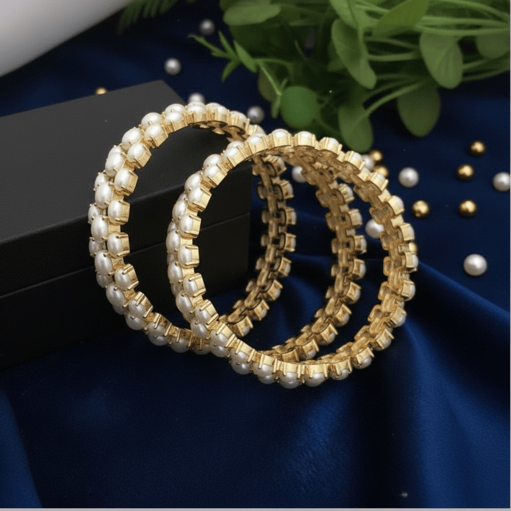 Aganya kreation Bangles Elegant Svadhiti Real Pearl Bangles - Unique Handcrafted Design