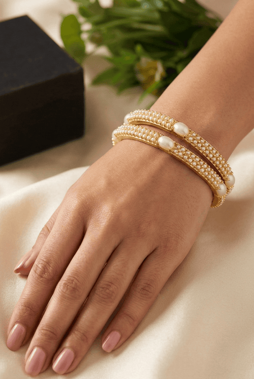 Aganya kreation Bangles Elegant Vasundhra Real Pearl Bangles - Timeless Beauty