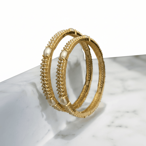 Aganya kreation Bangles Elegant Vasundhra Real Pearl Bangles - Timeless Beauty 2.4