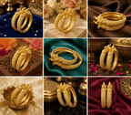 Aganya kreation Bangles Ethnic Peacock Temple Kada Bangles — Heritage Motif in Antique-Finish Pure Brass